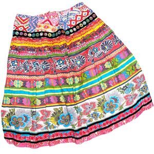 WD.NY Multicolor Festive Boho Lined Skirt size Medium